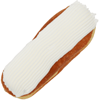 white iced cream filled long donut
