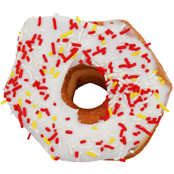white iced with sprinkles ring donut